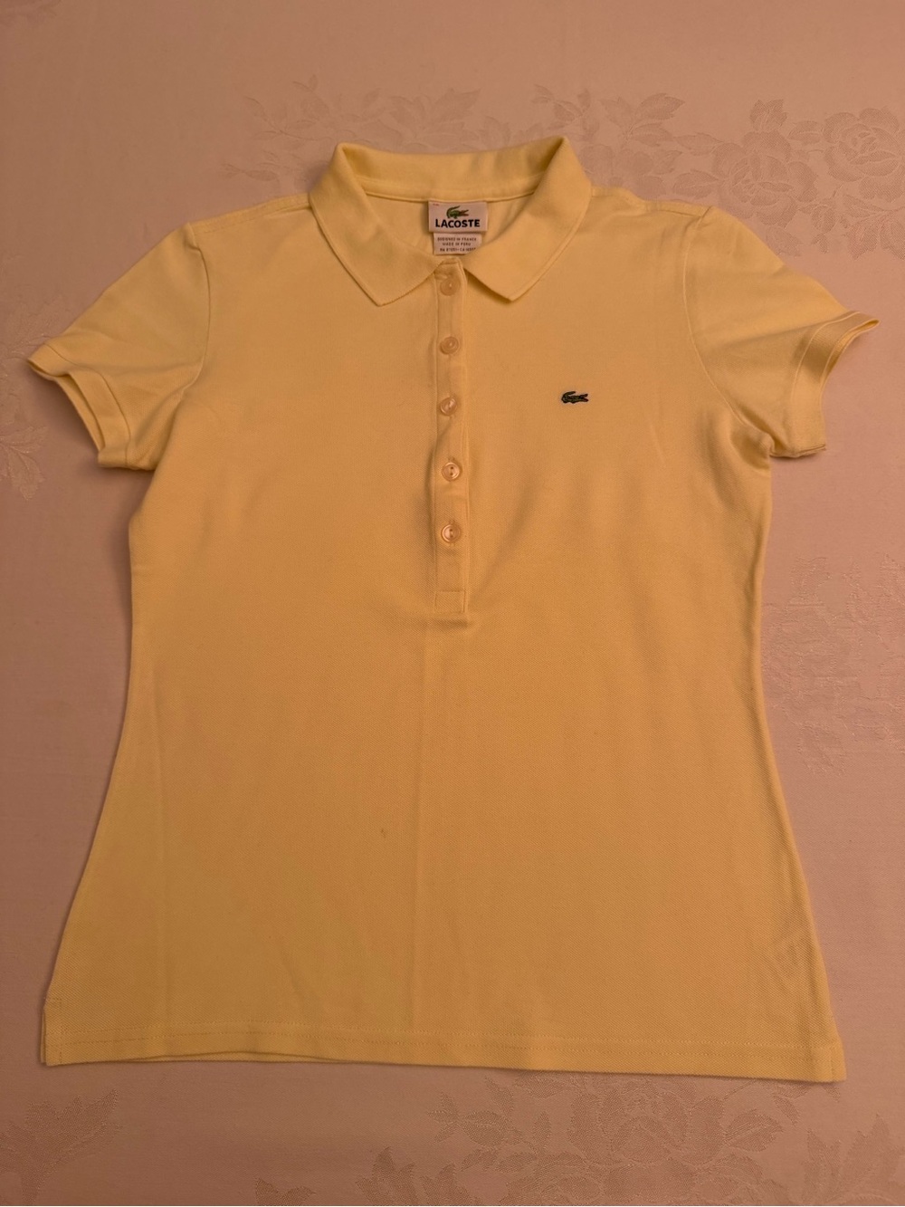Lacoste Women's Yellow Short Sleeve Pique Polo